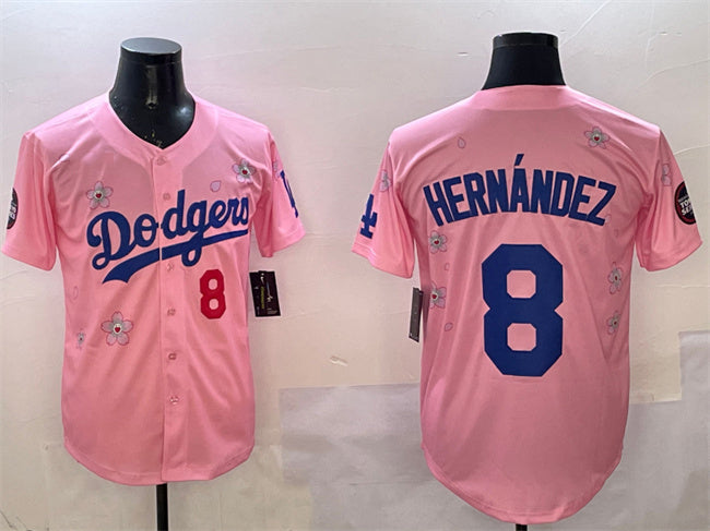 Los Angeles Dodgers #8 Enrique Hern¨¢ndez Pink 2025 Tokyo Series Limited Stitched Baseball Jersey baseball jersey product view 1