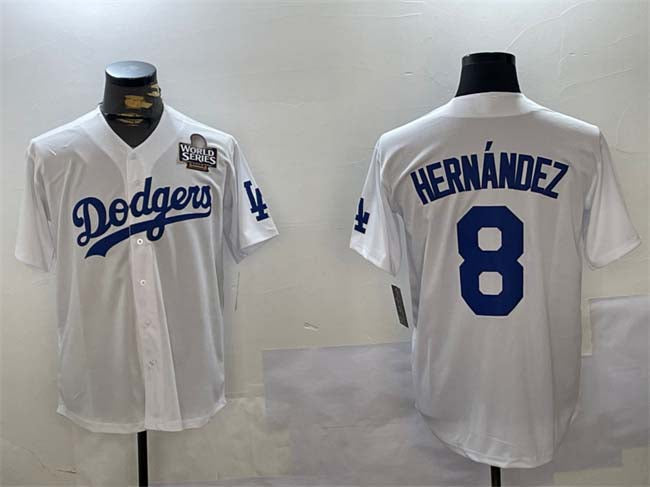 Los Angeles Dodgers #8 Enrique Hern¨¢ndez White 2024 World Series Cool Base Stitched Baseball Jersey baseball jersey product view 1