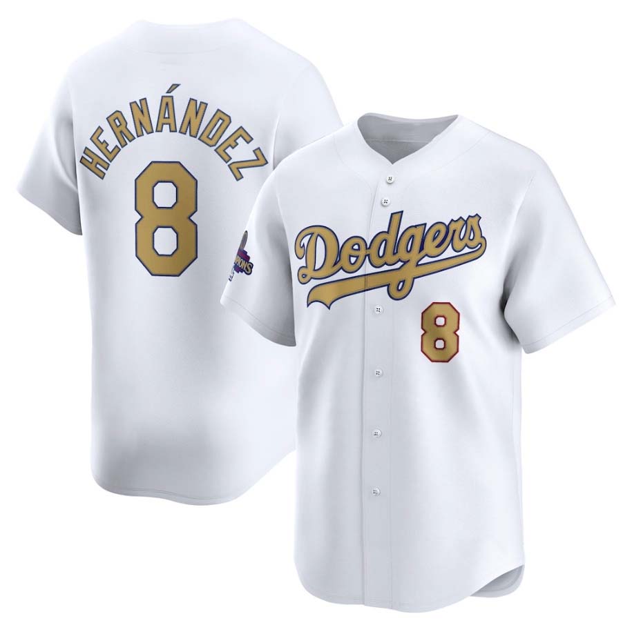 Los Angeles Dodgers #8 Enrique Hern¨¢ndez White 2025 Gold Collection Limited Stitched Baseball Jersey baseball jersey product view 1