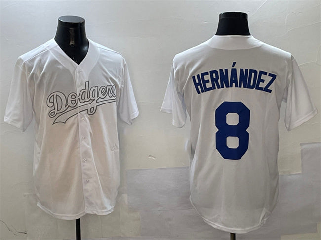 Los Angeles Dodgers #8 Enrique Hern¨¢ndez White Fashion Cool Base Stitched Baseball Jersey baseball jersey product view 1