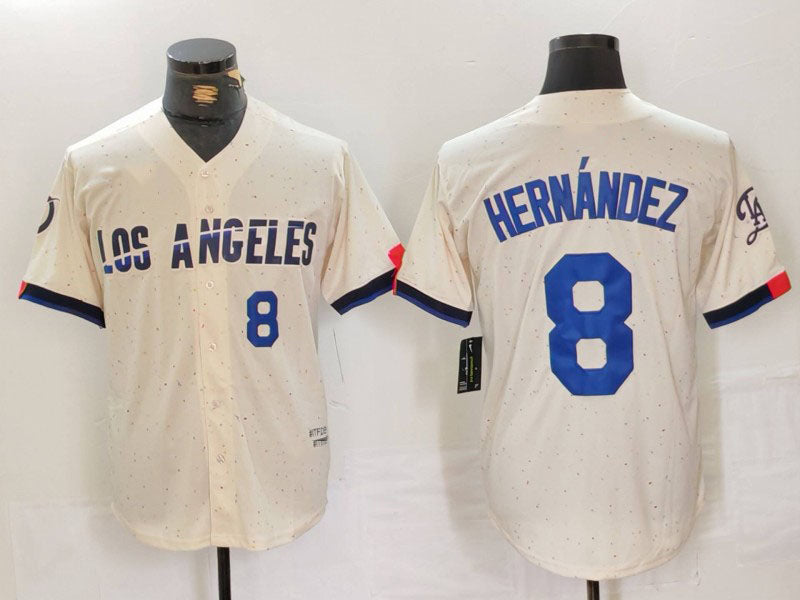 Los Angeles Dodgers #8 Kike Hernandez Number Cream 2024 City Connect Limited Stitched Baseball Jersey baseball jersey product view 1