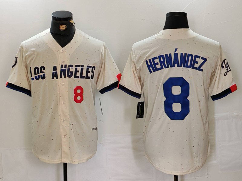 Los Angeles Dodgers #8 Kike Hernandez Number Cream 2024 City Connect Limited Stitched Baseball Jersey baseball jersey product view 1