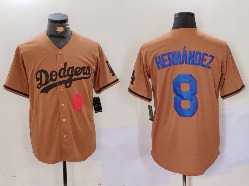 Los Angeles Dodgers #8 Kike Hernandez Number Olive Cool Base Limited Stitched Baseball Jerseys baseball jersey product view 1