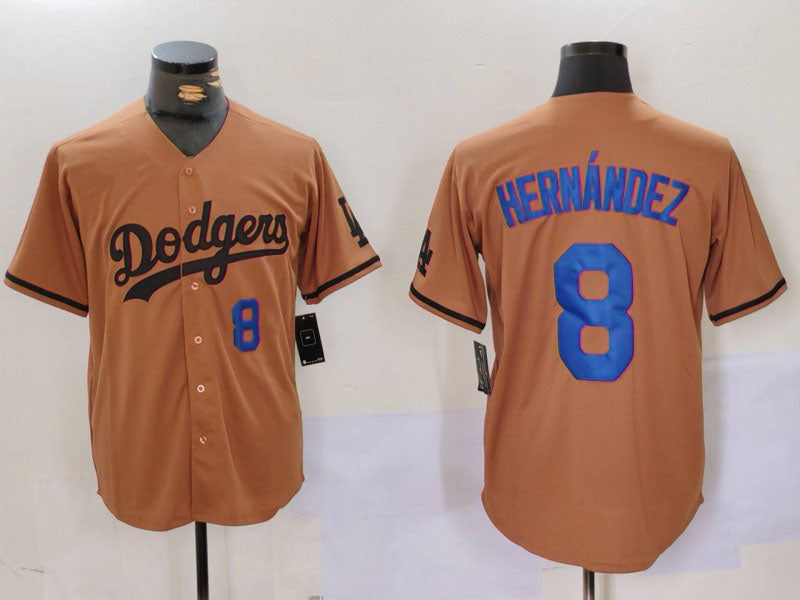 Los Angeles Dodgers #8 Kike Hernandez Number Olive Cool Base Limited Stitched Baseball Jerseys baseball jersey product view 1