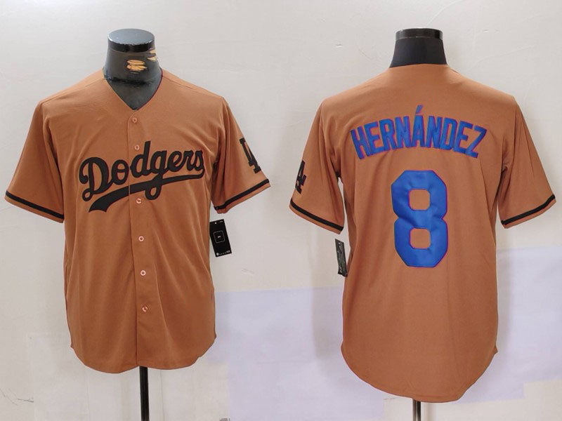 Los Angeles Dodgers #8 Kike Hernandez Olive Cool Base Limited Stitched Baseball Jerseys baseball jersey product view 1