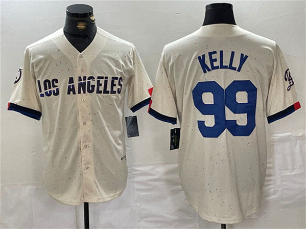 Los Angeles Dodgers #99 Joe Kelly Cream Stitched Baseball Jersey baseball jersey product view 1