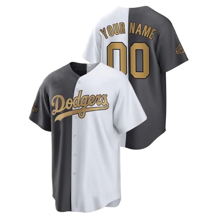Custom Los Angeles Dodgers White Charcoal 2022 All Star Game Jersey #00 Split Baseball Jerseys baseball jersey product view 1