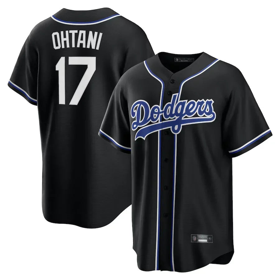 Shohei Ohtani Los Angeles Dodgers Lights Out Edition Jersey - Black baseball jersey product view 1