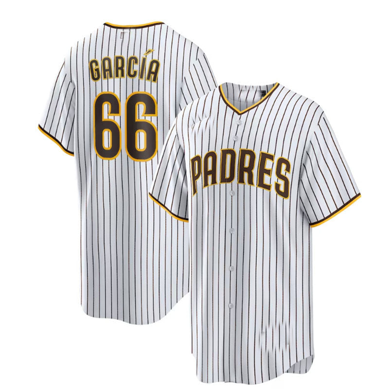 San Diego Padres #66 Luis Garc¡§aa Home Replica Player Jersey - White Baseball Jerseys baseball jersey product view 1