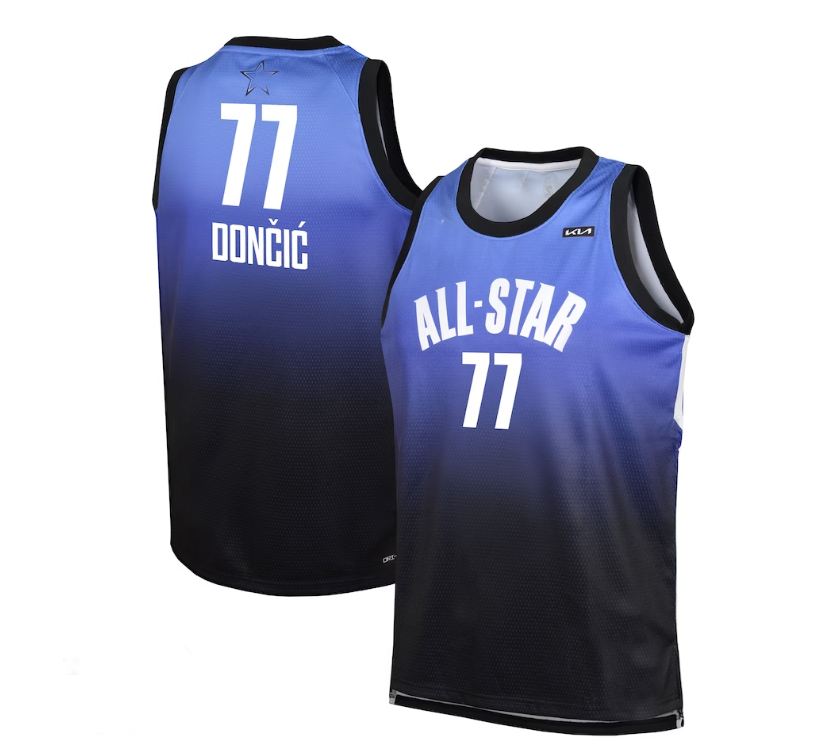 #77 Luka Doncic 2023 All-Star Game Swingman Jersey - Blue Stitched American Basketball Jersey basketball jersey product view 1