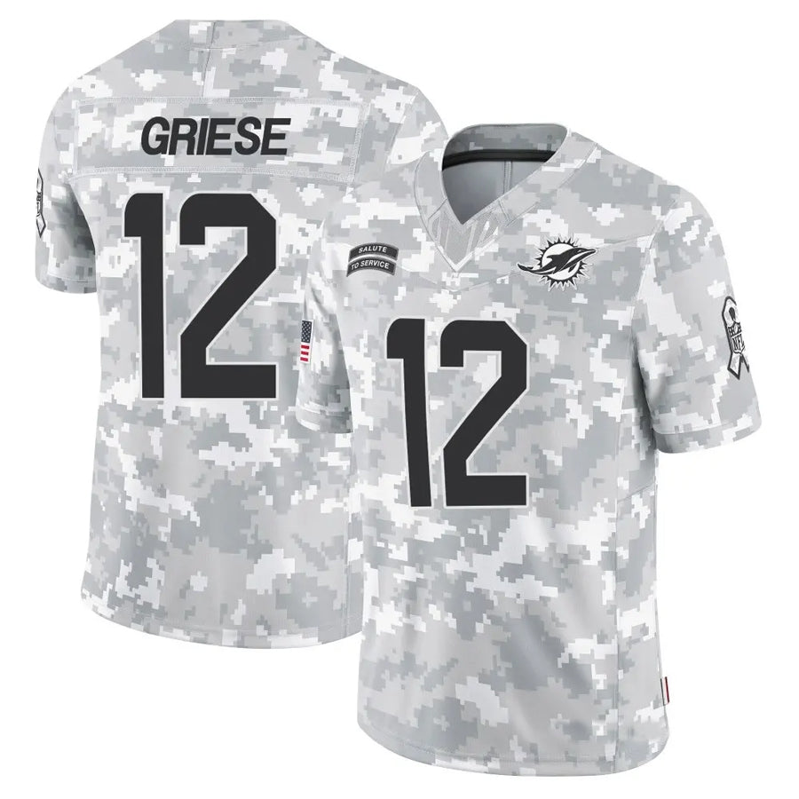 M.Dolphins #12 Bob Griese Player Arctic Camo Salute to Service Limited Football Jerseys football jersey product view 1