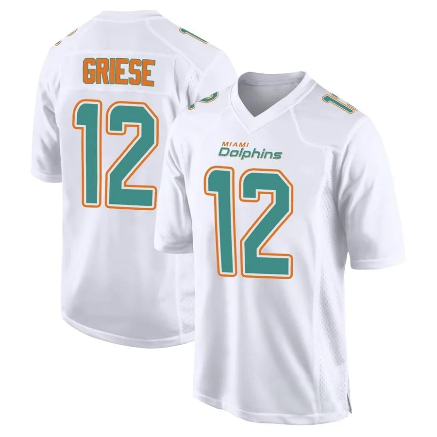 M.Dolphins #12 Bob Griese Player White Fashion Game Football Jerseys football jersey product view 1