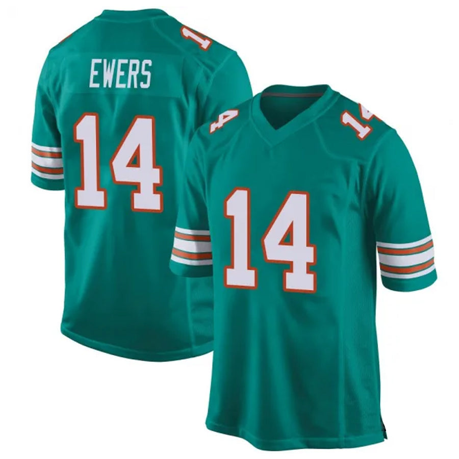 M.Dolphins #14 Quinn Ewers Player Aqua Game Football Jerseys football jersey product view 1
