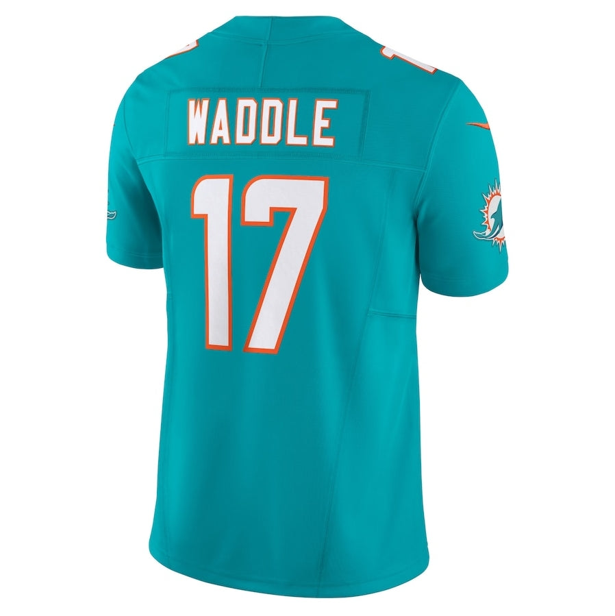 M.Dolphins #17 Jaylen Waddle Aqua Player Vapor F.U.S.E. Limited Stitched American Football Jerseys football jersey product view 1