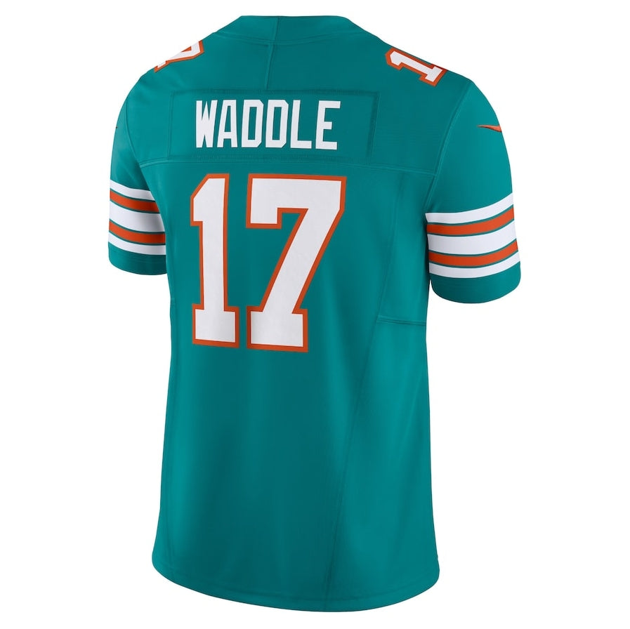 M.Dolphins #17 Jaylen Waddle Player Aqua Vapor F.U.S.E. Limited Stitched American Football Jerseys football jersey product view 1