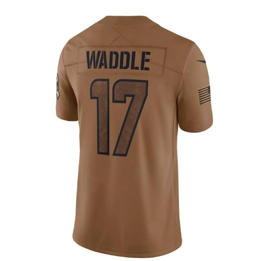 #17 Jaylen Waddle Player M.Dolphins Brown Salute To Service Limited Football Jerseys football jersey product view 1