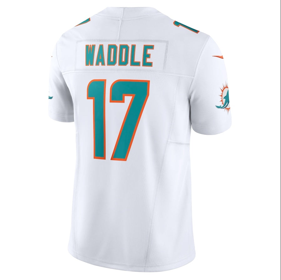 M.Dolphins #17 Jaylen Waddle White Player Vapor F.U.S.E. Limited Stitched American Football Jerseys football jersey product view 1
