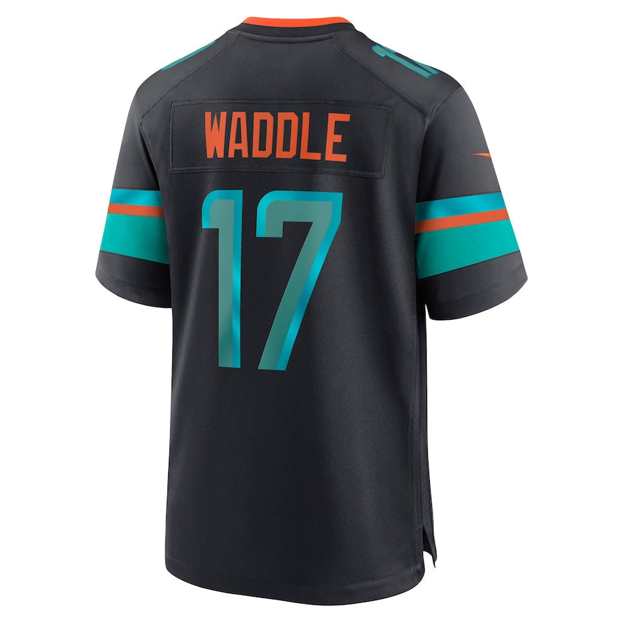 M.Dolphins #17 Jaylen Waddle Player Blue Rivalries Collection Game Football Jerseys football jersey product view 1
