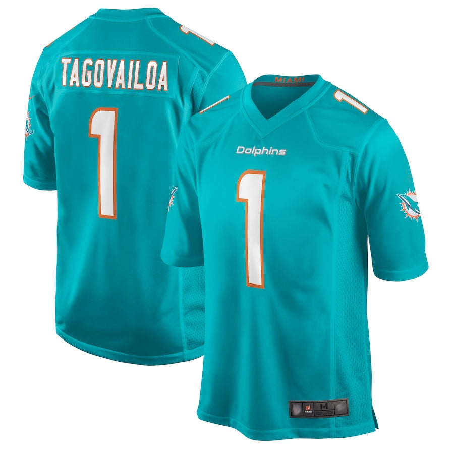 M.Dolphins #1 Tua Tagovailoa Player Aqua Home Game Football Jerseys football jersey product view 1