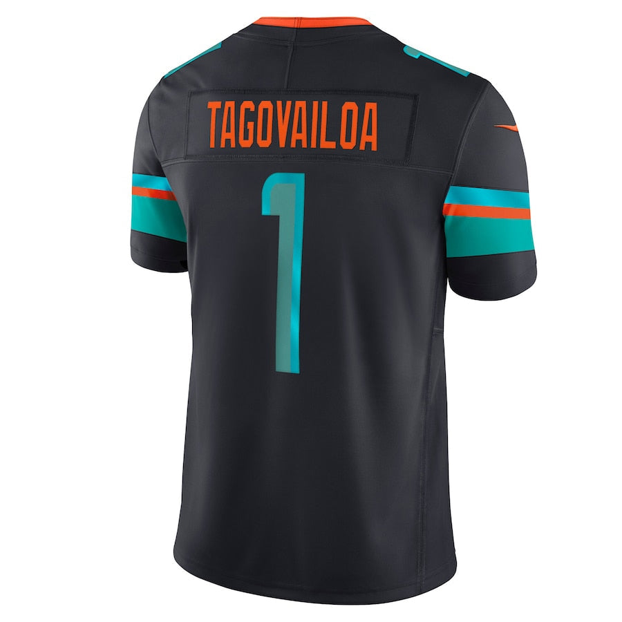 M.Dolphins #1 Tua Tagovailoa Player Blue Rivalries Collection Vapor Limited Football Jerseys football jersey product view 1