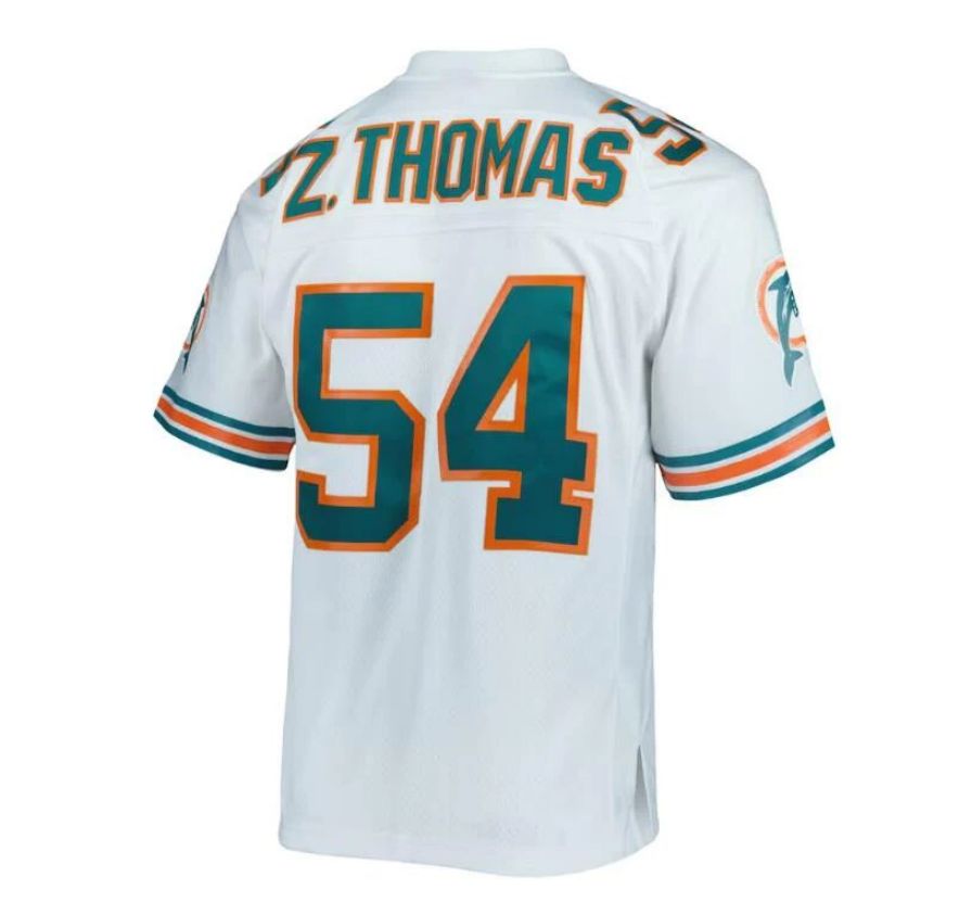#54 Zach Thomas Player M.Dolphins White 1996 Legacy Replica Football Jerseys football jersey product view 1