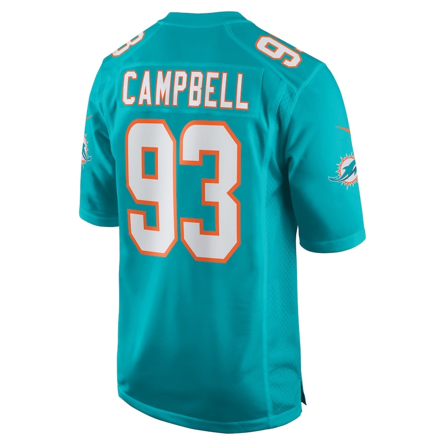 M.Dolphins #93 Calais Campbell Player Aqua Game Stitched American Football Jerseys football jersey product view 1