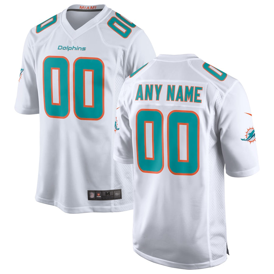 M.Dolphins Game Road Football Jerseys - White - Custom football jersey product view 1