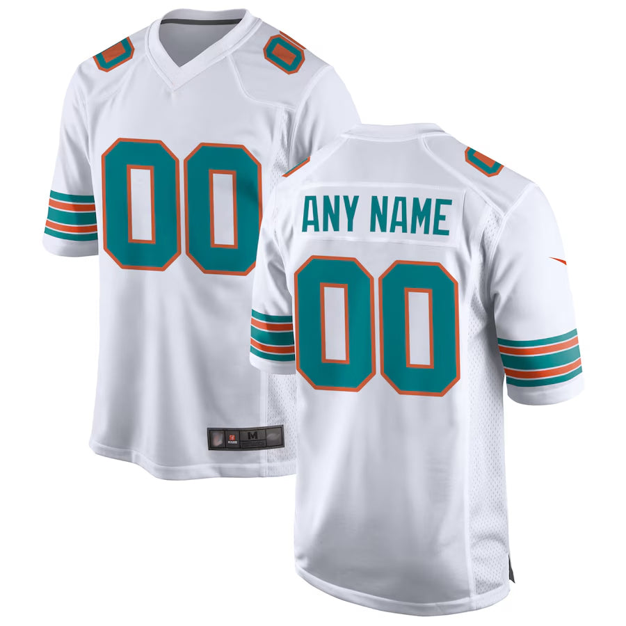 M.Dolphins Game Secondary Alternate Football Jerseys - White - Custom football jersey product view 1