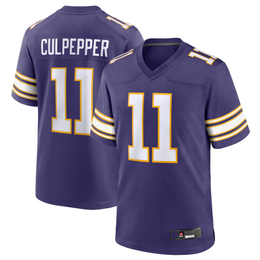 #11 Daunte Culpepper Player MN.Vikings Purple Classic Game Football Jerseys football jersey product view 2