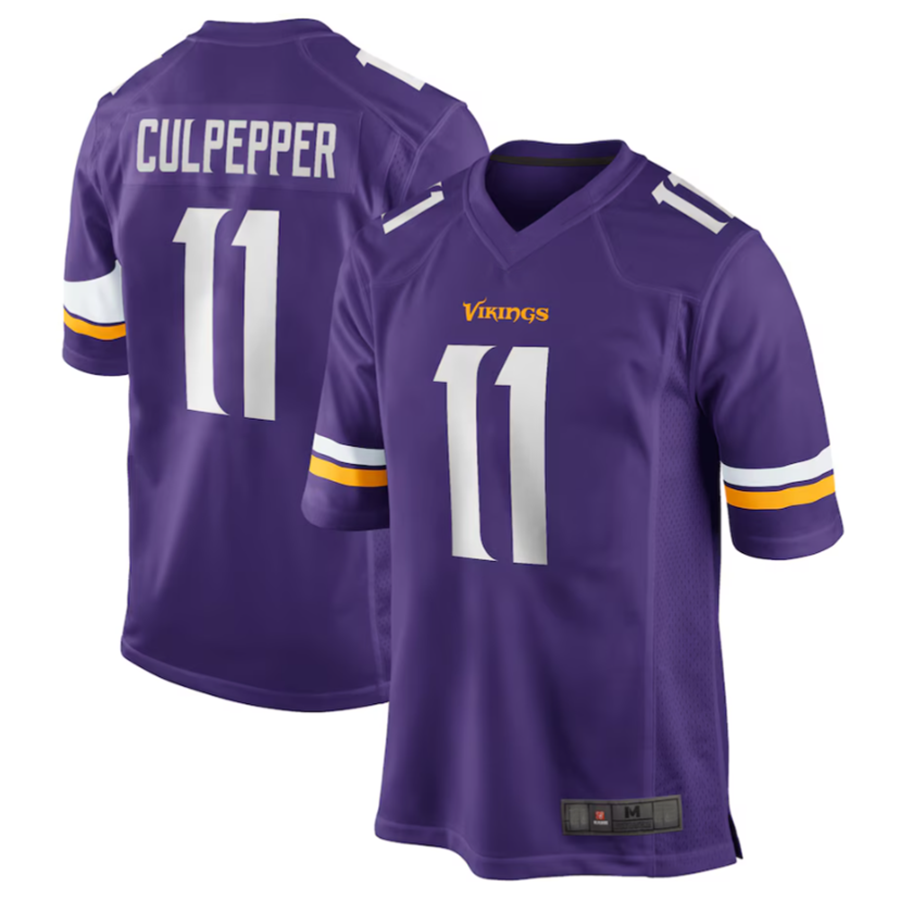 #11 Daunte Culpepper Player MN.Vikings Purple Game Football Jerseys football jersey product view 2