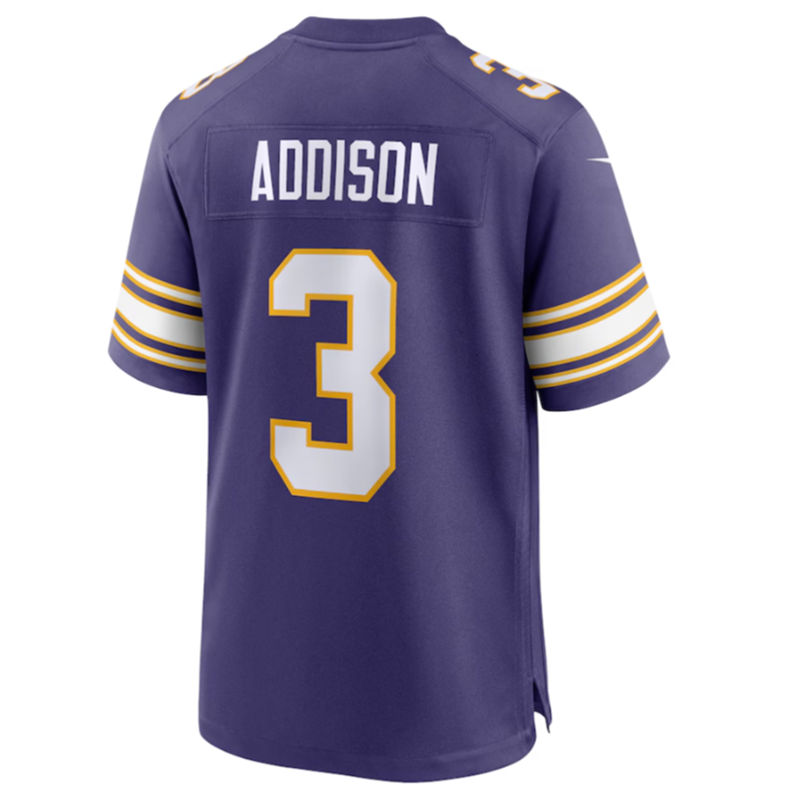 #3 Jordan Addison Player MN.Vikings Purple Classic Game Football Jerseys football jersey product view 1