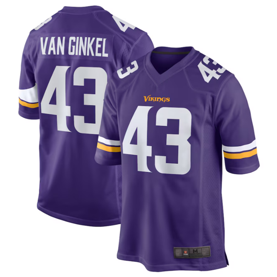 #43 Andrew Van Ginkel Player MN.Vikings Purple Game Football Jerseys football jersey product view 2