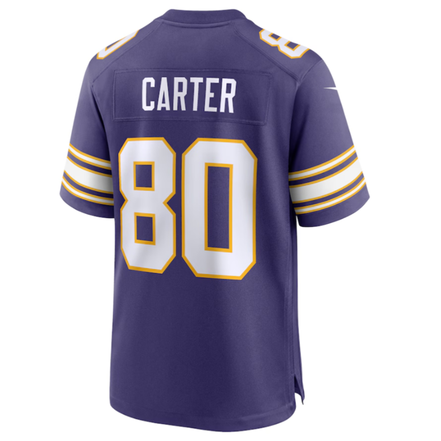 #80 Cris Carter Player MN.Vikings Purple Classic Game Football Jerseys football jersey product view 1