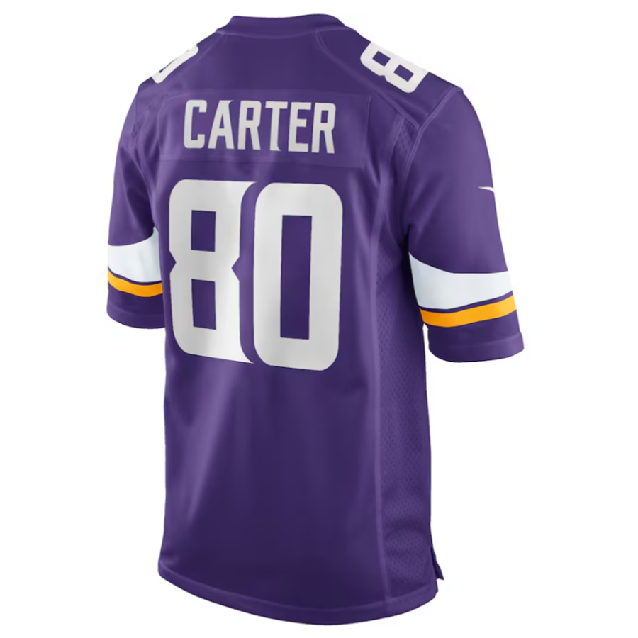 MN.Vikings #80 Cris Carter Player Purple Game Football Jerseys football jersey product view 1