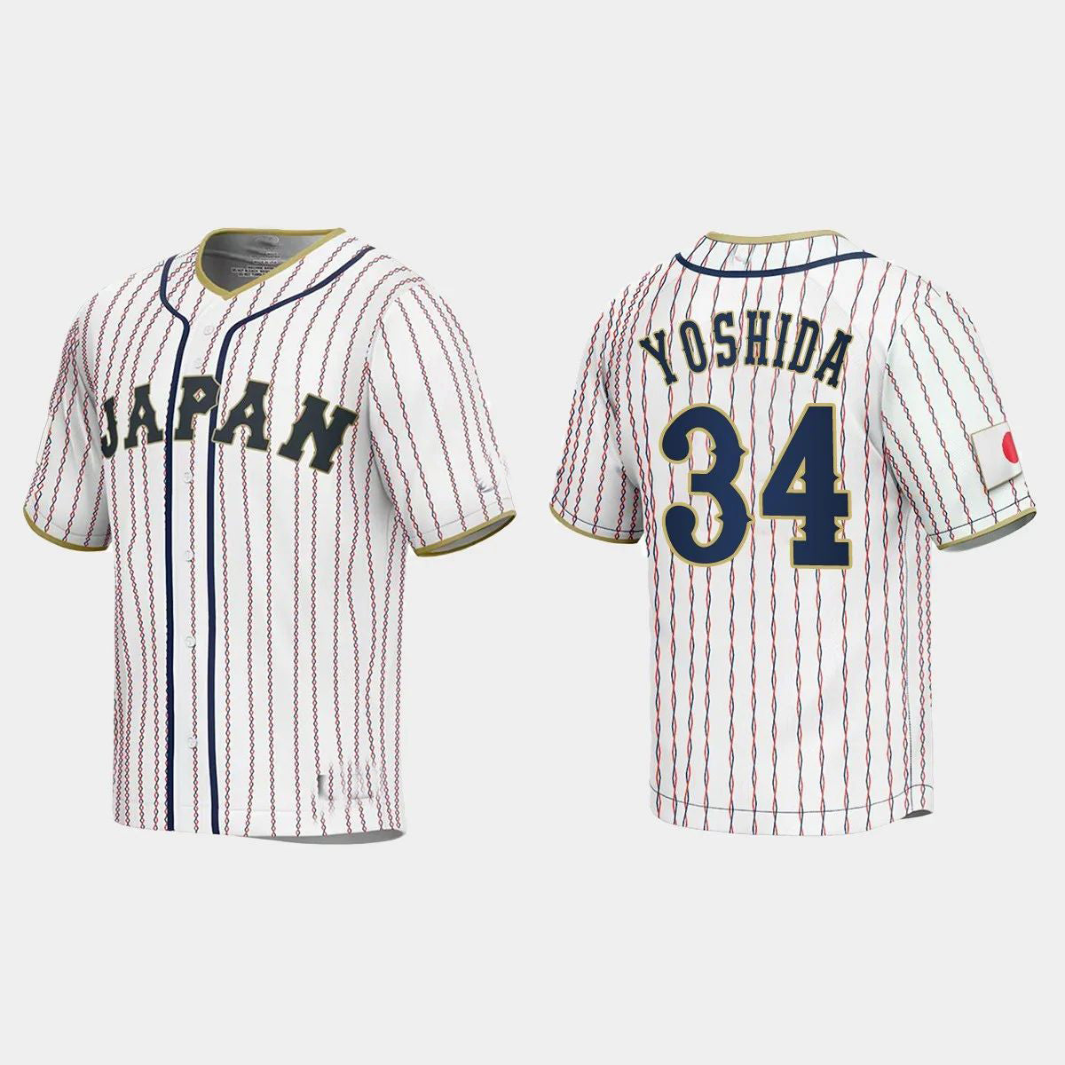 #34 MASATAKA YOSHIDA JAPAN BASEBALL 2023 WORLD BASEBALL CLASSIC JERSEY ¨C WHITE Stitches Baseball Jerseys baseball jersey product view 1