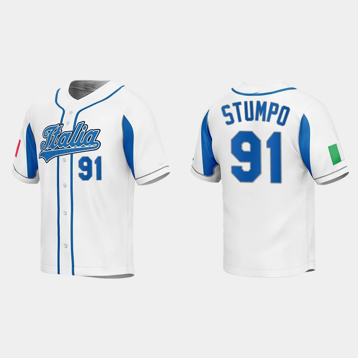 #91 MITCHELL STUMPO ITALY BASEBALL 2023 WORLD BASEBALL CLASSIC JERSEY ¨C WHITE Stitches Baseball Jerseys baseball jersey product view 1