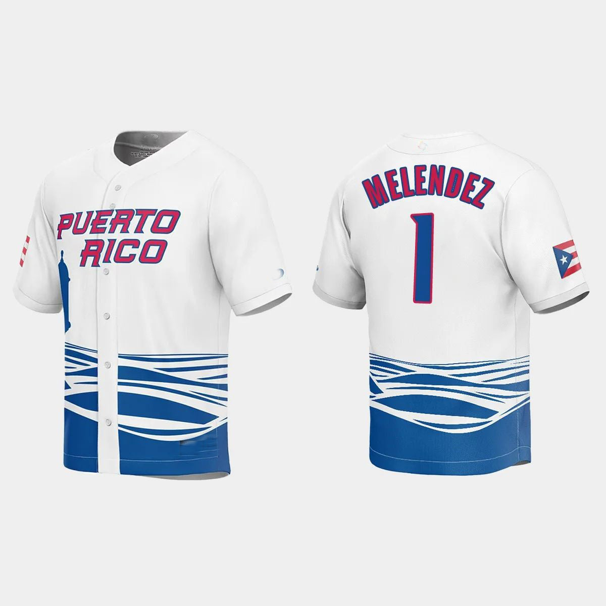#1 MJ MELENDEZ PUERTO RICO BASEBALL 2023 WORLD BASEBALL CLASSIC JERSEY ¨C WHITE Stitches Baseball Jerseys baseball jersey product view 1