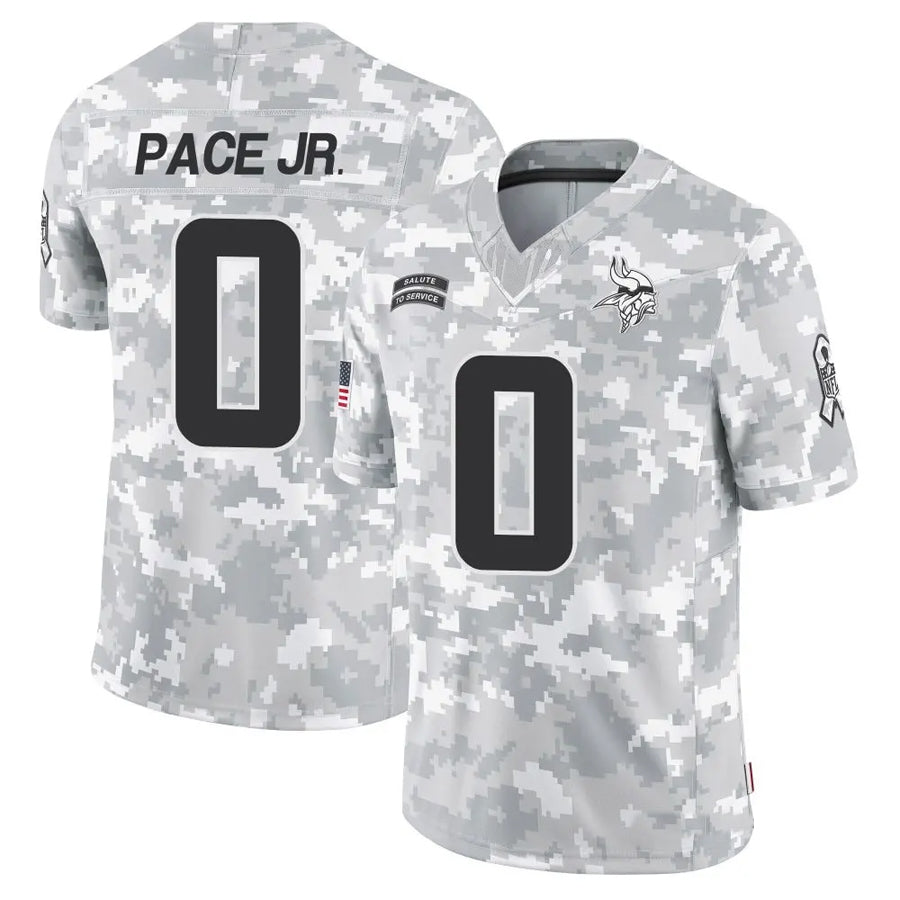 MN.Vikings #0 Ivan Pace Jr Player Arctic Camo Salute to Service Limited Football Jerseys football jersey product view 1