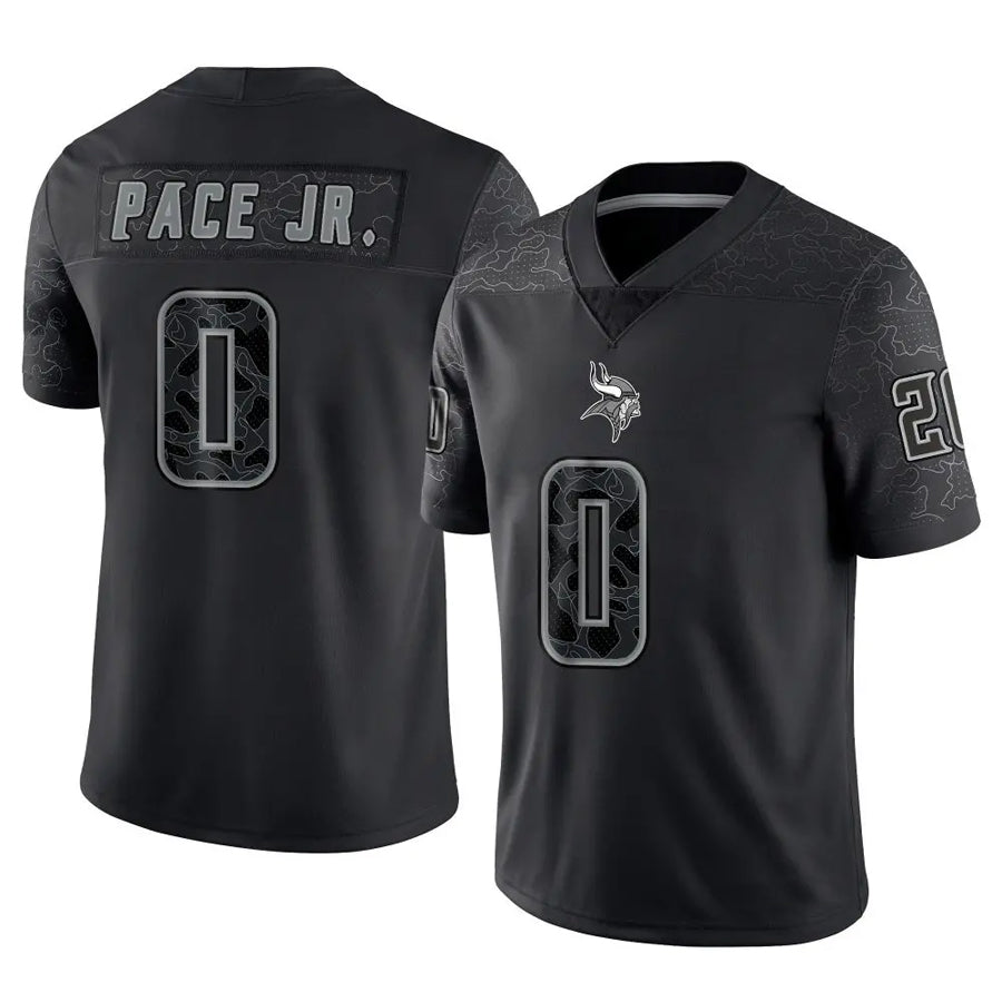 MN.Vikings #0 Ivan Pace Jr Player Black REFLECTIVE Limited Football Jerseys football jersey product view 1