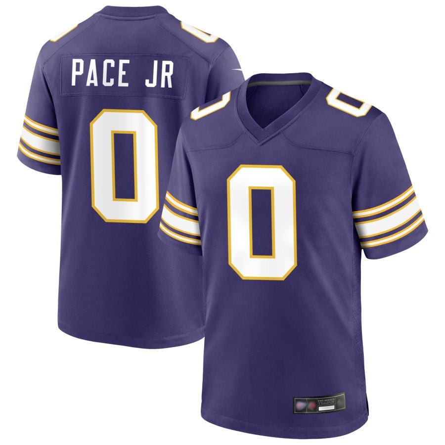 MN.Vikings #0 Ivan Pace Jr Player Purple Classic Game Football Jerseys football jersey product view 1