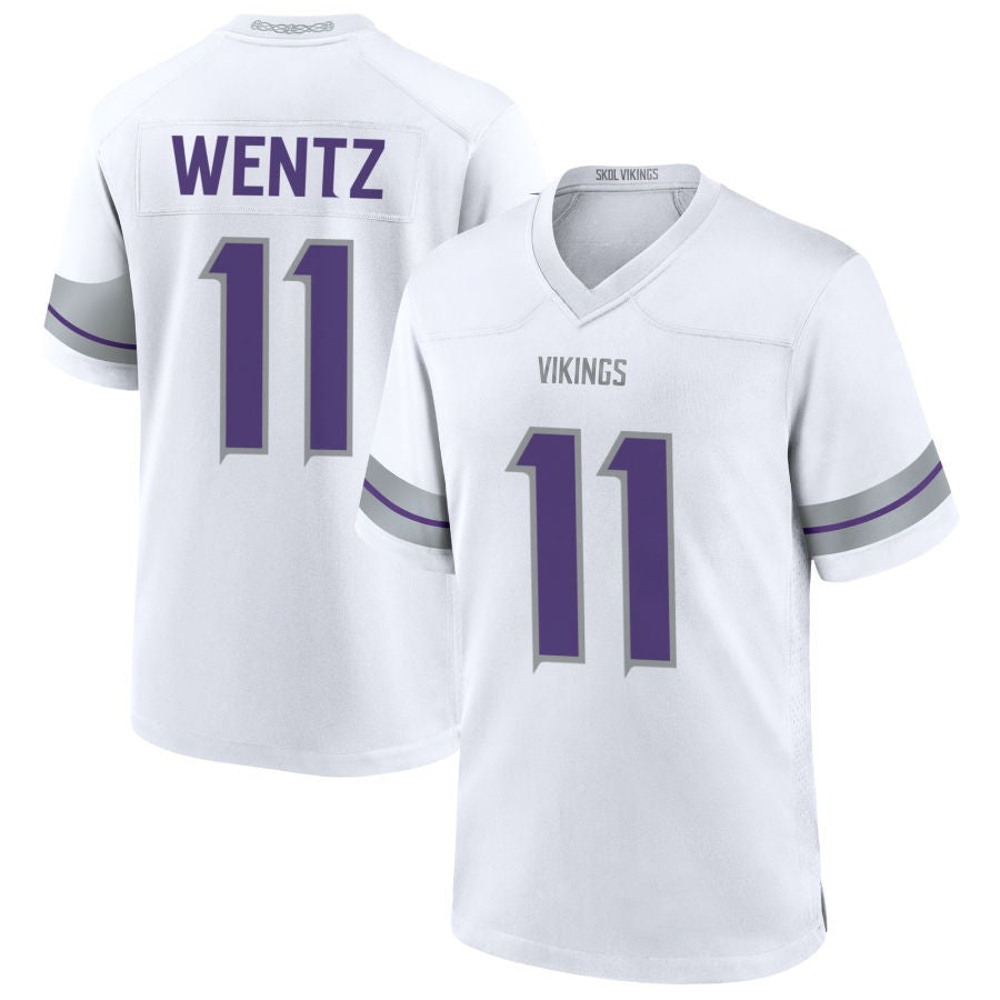 MN.Vikings #11 Carson Wentz Player White Alternate Game Football Jerseys football jersey product view 1