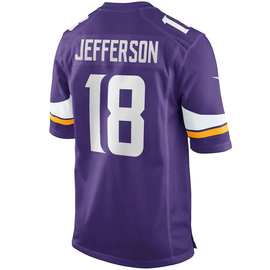 MN.Vikings #18 Justin Jefferson Player Purple Game Football Jerseys football jersey product view 1