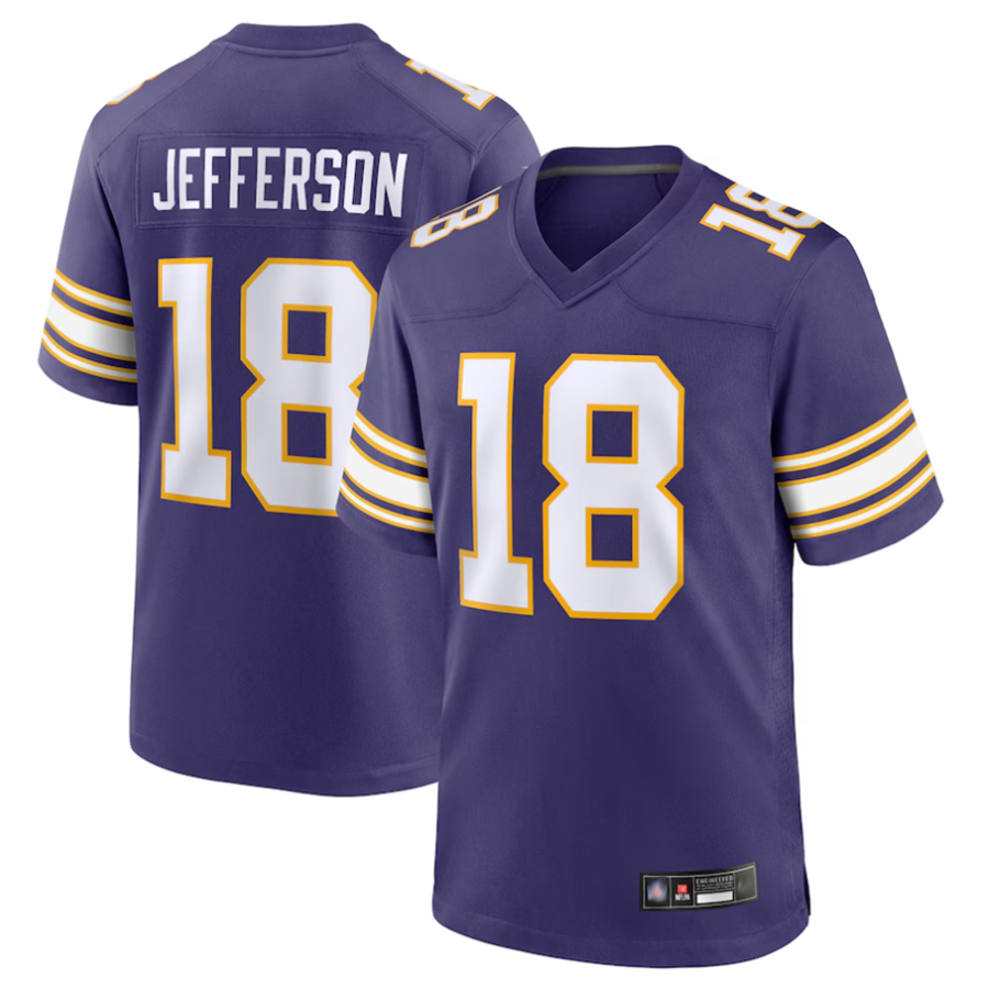 MN.Vikings #18 Justin Jefferson Player Purple Classic Limited Game Football Jerseys football jersey product view 1