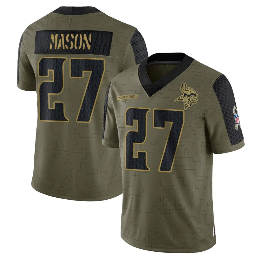 MN.Vikings #27 Jordan Mason Player Salute To Service Limited Olive Football Jerseys football jersey product view 1