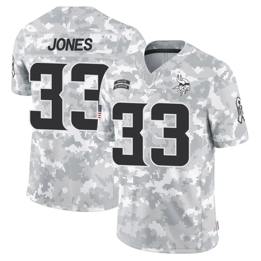 MN.Vikings #33 Aaron Jones Player Arctic Camo Salute to Service Limited Football Jerseys football jersey product view 1