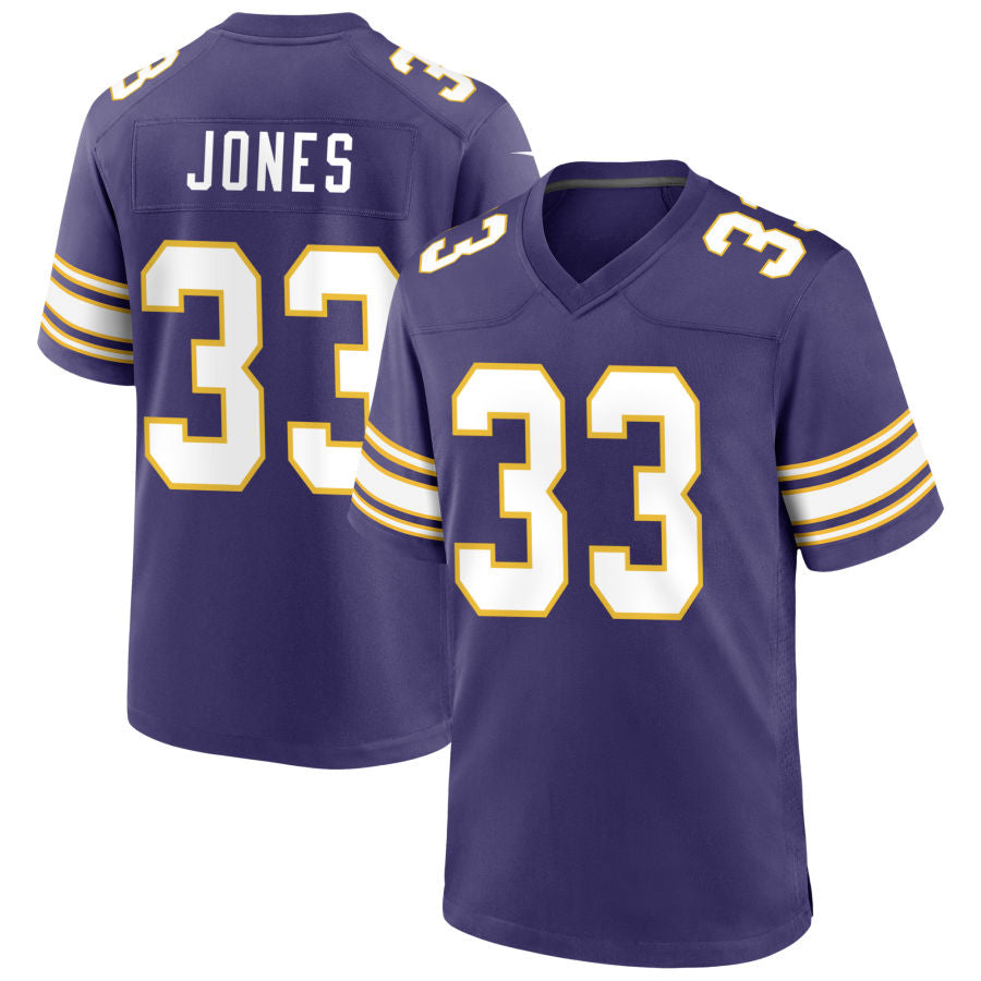 MN.Vikings #33 Aaron Jones Player Purple Classic Game Football Jerseys football jersey product view 1