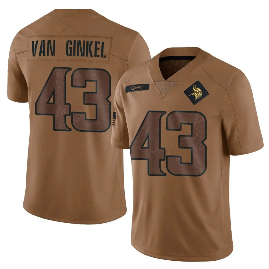 MN.Vikings #43 Andrew Van Ginkel Player Brown Salute To Service Limited Football Jerseys football jersey product view 1