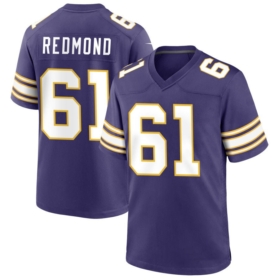 MN.Vikings #61 Jalen Redmond Player Purple Classic Game Football Jerseys football jersey product view 1