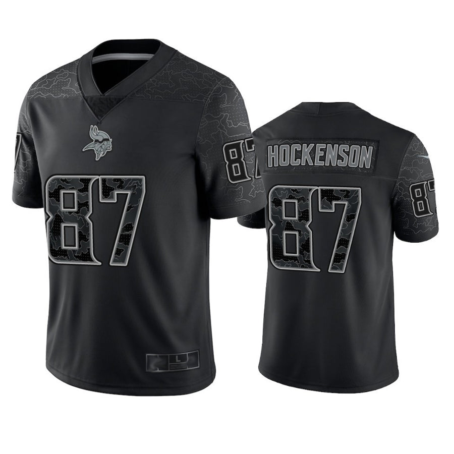 MN.Vikings #87 T.J. Hockenson Player Black REFLECTIVE Limited Football Jerseys football jersey product view 1