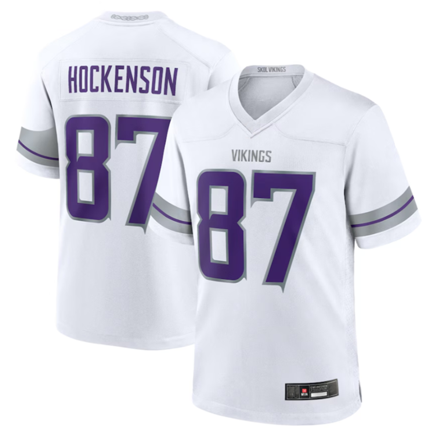 MN.Vikings #87 T.J. Hockenson Player White Alternate Game Football Jerseys football jersey product view 1